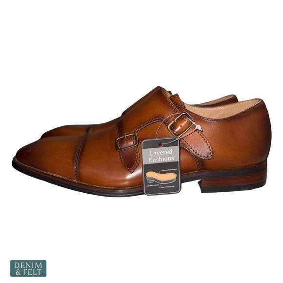 NEW‎ La Milano Clark Cognac Double Monk Strap Cap Toe Dress Shoes Leather Formal main image 12